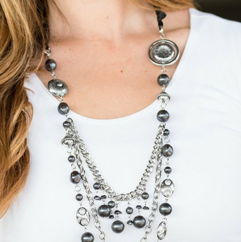 2 for $13 Silver and Black Necklace